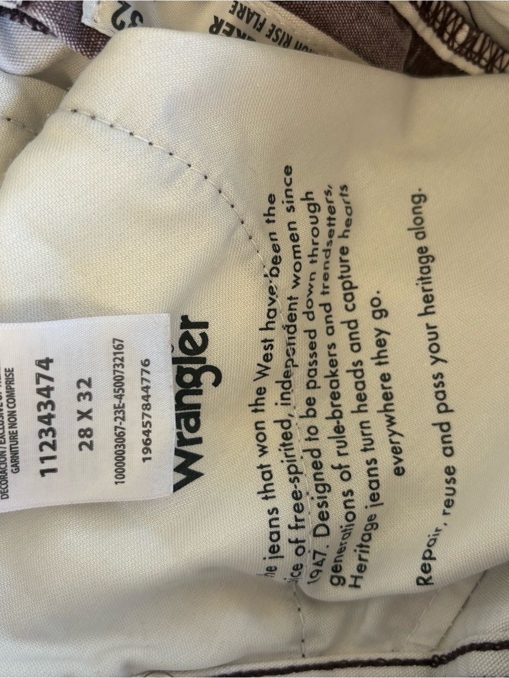 Wrangler Brown and White Vertical Stripe Flare Jeans - Picture 6 of 12